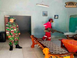 Cegah Demam Berdarah, Serka Riyanto Dampingi Fogging Massal