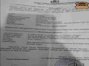 Tiga Minggu Berjalan, Pelaku Pelecehan Seksual Anak Dibawah Umur Masih Bebas Mengendarai Travel Jakarta-Sragen 