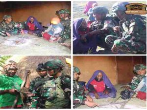 Perkuat Silahturahnmi, Satgas Yonif 521/DY Laksanakan Komsos dan Bagikan Bibit Pertanian Untuk Warga Pedalaman Papua