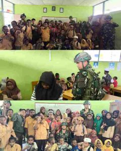 Anak Papua Cerdas Satgas Yonif 521/DY Bantu Tingkatkan Partisipasi Kegiatan Pendidikan