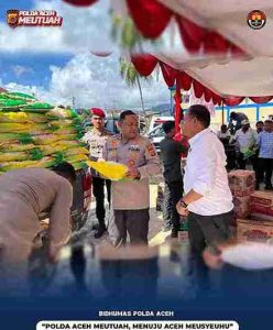 Kapolres Abdya Salurkan Dua Ton Beras untuk Masyarakat Terdampak Banjir di Lima Kabupaten/Kota di Aceh