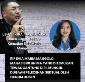 Kematian Mahasiswi Unima di Tondano, LBH GEKIRA Desak Pembentukan Tim Investigasi Independen Nasional