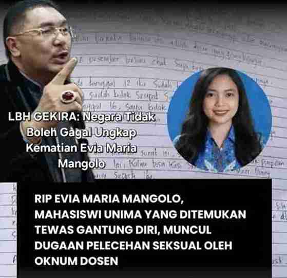 Kematian Mahasiswi Unima di Tondano, LBH GEKIRA Desak Pembentukan Tim Investigasi Independen Nasional